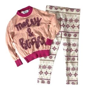 NWOT Tres’ Jolie Merry & Bright Pink Sweater & fleece lined leggings 5